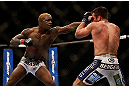 LAS VEGAS, NV - DECEMBER 29:  (L-R) Melvin Guillard punches Jamie Varner during their lightweight fight at UFC 155 on December 29, 2012 at MGM Grand Garden Arena in Las Vegas, Nevada. (Photo by Josh Hedges/Zuffa LLC/Zuffa LLC via Getty Images) *** Local Caption *** Melvin Guillard; Jamie Varner