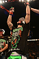 LAS VEGAS, NV - DECEMBER 29:  Erik Perez reacts to being declared the winner over Byron Bloodworth after their bantamweight fight at UFC 155 on December 29, 2012 at MGM Grand Garden Arena in Las Vegas, Nevada. (Photo by Donald Miralle/Zuffa LLC/Zuffa LLC via Getty Images) *** Local Caption *** Erik Perez; Byron Bloodworth