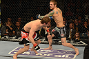 LAS VEGAS, NV - DECEMBER 29:  (R-L) Eddie Wineland punches Brad Pickett during their bantamweight fight at UFC 155 on December 29, 2012 at MGM Grand Garden Arena in Las Vegas, Nevada. (Photo by Donald Miralle/Zuffa LLC/Zuffa LLC via Getty Images) *** Local Caption *** Brad Pickett; Eddie Wineland