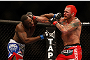 LAS VEGAS, NV - DECEMBER 29:  (R-L) Chris Leben punches Derek Brunson during their middleweight fight at UFC 155 on December 29, 2012 at MGM Grand Garden Arena in Las Vegas, Nevada. (Photo by Josh Hedges/Zuffa LLC/Zuffa LLC via Getty Images) *** Local Caption *** Chris Leben; Derek Brunson