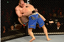 LAS VEGAS, NV - DECEMBER 29:  Alan Belcher (left) attempts to submit Yushin Okami during their middleweight fight at UFC 155 on December 29, 2012 at MGM Grand Garden Arena in Las Vegas, Nevada. (Photo by Donald Miralle/Zuffa LLC/Zuffa LLC via Getty Images) *** Local Caption *** Yushin Okami; Alan Belcher