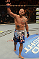 LAS VEGAS, NV - DECEMBER 29:  Constantinos Philippou reacts to his win over Tim Boetsch after their middleweight fight at UFC 155 on December 29, 2012 at MGM Grand Garden Arena in Las Vegas, Nevada. (Photo by Donald Miralle/Zuffa LLC/Zuffa LLC via Getty Images) *** Local Caption *** Tim Boetsch; Constantinos Philippou