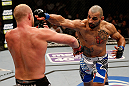 LAS VEGAS, NV - DECEMBER 29:  (R-L) Constantinos Philippou punches Tim Boetsch during their middleweight fight at UFC 155 on December 29, 2012 at MGM Grand Garden Arena in Las Vegas, Nevada. (Photo by Josh Hedges/Zuffa LLC/Zuffa LLC via Getty Images) *** Local Caption *** Tim Boetsch; Constantinos Philippou