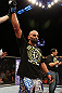 LAS VEGAS, NV - DECEMBER 29:  Constantinos Philippou reacts to being declared the winner against Tim Boetsch after their middleweight fight at UFC 155 on December 29, 2012 at MGM Grand Garden Arena in Las Vegas, Nevada. (Photo by Josh Hedges/Zuffa LLC/Zuffa LLC via Getty Images) *** Local Caption *** Tim Boetsch; Constantinos Philippou