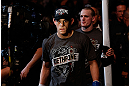 LAS VEGAS, NV - DECEMBER 29: Joe Lauzon walks to the Octagon before his lightweight fight at UFC 155 on December 29, 2012 at MGM Grand Garden Arena in Las Vegas, Nevada. (Photo by Josh Hedges/Zuffa LLC/Zuffa LLC via Getty Images) *** Local Caption *** Joe Lauzon; Jim Miller
