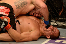 LAS VEGAS, NV - DECEMBER 29:  Cain Velasquez (top) punches Junior dos Santos during their heavyweight championship fight at UFC 155 on December 29, 2012 at MGM Grand Garden Arena in Las Vegas, Nevada. (Photo by Donald Miralle/Zuffa LLC/Zuffa LLC via Getty Images) *** Local Caption *** Junior dos Santos; Cain Velasquez