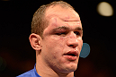 LAS VEGAS, NV - DECEMBER 29:  Junior dos Santos awaits the decision after his fight against Cain Velasquez at UFC 155 on December 29, 2012 at MGM Grand Garden Arena in Las Vegas, Nevada. (Photo by Donald Miralle/Zuffa LLC/Zuffa LLC via Getty Images) *** Local Caption *** Junior dos Santos; Cain Velasquez