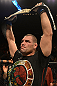 LAS VEGAS, NV - DECEMBER 29:  Cain Velasquez reacts to his victory after his heavyweight championship fight against Junior dos Santos at UFC 155 on December 29, 2012 at MGM Grand Garden Arena in Las Vegas, Nevada. (Photo by Donald Miralle/Zuffa LLC/Zuffa LLC via Getty Images) *** Local Caption *** Junior dos Santos; Cain Velasquez