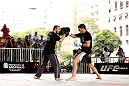 SAO PAULO, BRAZIL - JANUARY 16:  Michael Bisping participates in an open workout session for media and fans on January 16, 2013 at Parque Anhangabau in Sao Paulo, Brazil. (Photo by Josh Hedges/Zuffa LLC/Zuffa LLC via Getty Images)