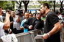 SAO PAULO, BRAZIL - JANUARY 16:  Fabricio Werdum greets fans during the UFC open workouts on January 16, 2013 at Parque Anhangabau in Sao Paulo, Brazil. (Photo by Josh Hedges/Zuffa LLC/Zuffa LLC via Getty Images)