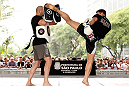 SAO PAULO, BRAZIL - JANUARY 16:  Michael Bisping participates in an open workout session for media and fans on January 16, 2013 at Parque Anhangabau in Sao Paulo, Brazil. (Photo by Josh Hedges/Zuffa LLC/Zuffa LLC via Getty Images)