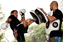 SAO PAULO, BRAZIL - JANUARY 16:  Michael Bisping participates in an open workout session for media and fans on January 16, 2013 at Parque Anhangabau in Sao Paulo, Brazil. (Photo by Josh Hedges/Zuffa LLC/Zuffa LLC via Getty Images)