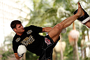 SAO PAULO, BRAZIL - JANUARY 16:  Michael Bisping participates in an open workout session for media and fans on January 16, 2013 at Parque Anhangabau in Sao Paulo, Brazil. (Photo by Josh Hedges/Zuffa LLC/Zuffa LLC via Getty Images)