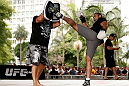 SAO PAULO, BRAZIL - JANUARY 16:  Gabriel Gonzaga participates in an open workout session for media and fans on January 16, 2013 at Parque Anhangaba&Atilde;&ordm; in Sao Paulo, Brazil. (Photo by Josh Hedges/Zuffa LLC/Zuffa LLC via Getty Images)