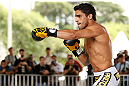 SAO PAULO, BRAZIL - JANUARY 16:  Thiago Tavares participates in an open workout session for media and fans on January 16, 2013 at Parque Anhangabau in Sao Paulo, Brazil. (Photo by Josh Hedges/Zuffa LLC/Zuffa LLC via Getty Images)