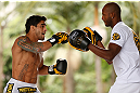 SAO PAULO, BRAZIL - JANUARY 16:  Thiago Tavares participates in an open workout session for media and fans on January 16, 2013 at Parque Anhangabau in Sao Paulo, Brazil. (Photo by Josh Hedges/Zuffa LLC/Zuffa LLC via Getty Images)