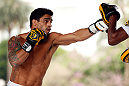 SAO PAULO, BRAZIL - JANUARY 16:  Thiago Tavares participates in an open workout session for media and fans on January 16, 2013 at Parque Anhangabau in Sao Paulo, Brazil. (Photo by Josh Hedges/Zuffa LLC/Zuffa LLC via Getty Images)