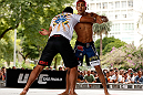 SAO PAULO, BRAZIL - JANUARY 16:  Godofredo "Pepey" Castro participates in an open workout session for media and fans on January 16, 2013 at Parque Anhangabau in Sao Paulo, Brazil. (Photo by Josh Hedges/Zuffa LLC/Zuffa LLC via Getty Images)