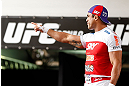 SAO PAULO, BRAZIL - JANUARY 16:  Vitor Belfort participates in an open workout session for media and fans on January 16, 2013 at Parque Anhangabau in Sao Paulo, Brazil. (Photo by Josh Hedges/Zuffa LLC/Zuffa LLC via Getty Images)