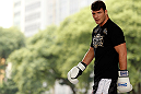 SAO PAULO, BRAZIL - JANUARY 16:  Michael Bisping participates in an open workout session for media and fans on January 16, 2013 at Parque Anhangabau in Sao Paulo, Brazil. (Photo by Josh Hedges/Zuffa LLC/Zuffa LLC via Getty Images)