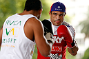 SAO PAULO, BRAZIL - JANUARY 16:  Vitor Belfort participates in an open workout session for media and fans on January 16, 2013 at Parque Anhangabau in Sao Paulo, Brazil. (Photo by Josh Hedges/Zuffa LLC/Zuffa LLC via Getty Images)