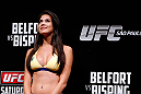 SAO PAULO, BRAZIL - JANUARY 18:  UFC Octagon Girl Camila Rodrigues de Oliveira stands on stage during the UFC on FX official weigh-in event on January 18, 2013 at Ibirapuera Gymnasium in Sao Paulo, Brazil. (Photo by Josh Hedges/Zuffa LLC/Zuffa LLC via Getty Images)