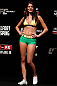 SAO PAULO, BRAZIL - JANUARY 18:  UFC Octagon Girl Camila Rodrigues de Oliveira stands on stage during the UFC on FX official weigh-in event on January 18, 2013 at Ibirapuera Gymnasium in Sao Paulo, Brazil. (Photo by Josh Hedges/Zuffa LLC/Zuffa LLC via Getty Images)