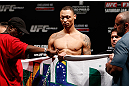 SAO PAULO, BRAZIL - JANUARY 18:  C.J. Keith weighs in during the UFC on FX official weigh-in event on January 18, 2013 at Ibirapuera Gymnasium in Sao Paulo, Brazil. (Photo by Josh Hedges/Zuffa LLC/Zuffa LLC via Getty Images)