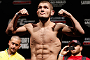 SAO PAULO, BRAZIL - JANUARY 18:  Khabib Nurmagomedov weighs in during the UFC on FX official weigh-in event on January 18, 2013 at Ibirapuera Gymnasium in Sao Paulo, Brazil. (Photo by Josh Hedges/Zuffa LLC/Zuffa LLC via Getty Images)