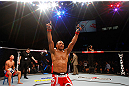 SAO PAULO, BRAZIL - JANUARY 19:  EDITORS NOTE: A star filter was used to make this photo.  Francisco Trinaldo reacts after defeating C.J. Keith in their lightweight fight at the UFC on FX event on January 19, 2013 at Ibirapuera Gymnasium in Sao Paulo, Brazil. (Photo by Josh Hedges/Zuffa LLC/Zuffa LLC via Getty Images)