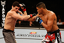 SAO PAULO, BRAZIL - JANUARY 19:  (R-L) Ildemar Alcantara punches Wagner Prado in their light heavyweight fight at the UFC on FX event on January 19, 2013 at Ibirapuera Gymnasium in Sao Paulo, Brazil. (Photo by Josh Hedges/Zuffa LLC/Zuffa LLC via Getty Images)
