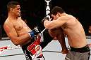 SAO PAULO, BRAZIL - JANUARY 19:  (L-R) Ildemar Alcantara delivers a knee strike against Wagner Prado in their light heavyweight fight at the UFC on FX event on January 19, 2013 at Ibirapuera Gymnasium in Sao Paulo, Brazil. (Photo by Josh Hedges/Zuffa LLC/Zuffa LLC via Getty Images)
