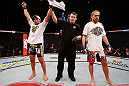 SAO PAULO, BRAZIL - JANUARY 19:  Ronny Markes (L) reacts after defeating Andrew Craig in their middleweight fight at the UFC on FX event on January 19, 2013 at Ibirapuera Gymnasium in Sao Paulo, Brazil. (Photo by Josh Hedges/Zuffa LLC/Zuffa LLC via Getty Images)