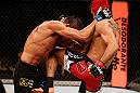 SAO PAULO, BRAZIL - JANUARY 19:  (R-L) Godofredo "Pepey" Castro knees Milton Vieira in their featherweight fight at the UFC on FX event on January 19, 2013 at Ibirapuera Gymnasium in Sao Paulo, Brazil. (Photo by Josh Hedges/Zuffa LLC/Zuffa LLC via Getty Images)