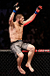 SAO PAULO, BRAZIL - JANUARY 19:  Khabib Nurmagomedov reacts after knocking out Thiago Tavares in their lightweight fight at the UFC on FX event on January 19, 2013 at Ibirapuera Gymnasium in Sao Paulo, Brazil. (Photo by Josh Hedges/Zuffa LLC/Zuffa LLC via Getty Images)