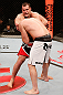 SAO PAULO, BRAZIL - JANUARY 19:  (L-R) Gabriel Gonzaga secures a guillotine choke submission against Ben Rothwell in their heavyweight fight at the UFC on FX event on January 19, 2013 at Ibirapuera Gymnasium in Sao Paulo, Brazil. (Photo by Josh Hedges/Zuffa LLC/Zuffa LLC via Getty Images)