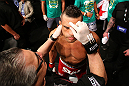 SAO PAULO, BRAZIL - JANUARY 19:  Vitor Belfort prepares to enter the Octagon before his middleweight fight against Michael Bisping at the UFC on FX event on January 19, 2013 at Ibirapuera Gymnasium in Sao Paulo, Brazil. (Photo by Josh Hedges/Zuffa LLC/Zuffa LLC via Getty Images)