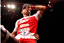 SAO PAULO, BRAZIL - JANUARY 19:  Vitor Belfort reacts after knocking out Michael Bisping in their middleweight fight at the UFC on FX event on January 19, 2013 at Ibirapuera Gymnasium in Sao Paulo, Brazil. (Photo by Josh Hedges/Zuffa LLC/Zuffa LLC via Getty Images)