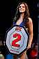 SAO PAULO, BRAZIL - JANUARY 19:  UFC Octagon Girl Aline Caroline Franzoi introduces a round during the UFC on FX event on January 19, 2013 at Ibirapuera Gymnasium in Sao Paulo, Brazil. (Photo by Josh Hedges/Zuffa LLC/Zuffa LLC via Getty Images)