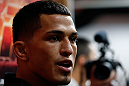 CHICAGO, IL - JANUARY 23:  Anthony Pettis addresses the media during the UFC open workouts on January 23, 2013 at UFC Gym in Chicago, Illinois. (Photo by Josh Hedges/Zuffa LLC/Zuffa LLC via Getty Images)