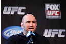 CHICAGO, IL - JANUARY 24:  UFC President Dana White interacts with media during the UFC on FOX press conference on January 24, 2013 at the United Center in Chicago, Illinois. (Photo by Josh Hedges/Zuffa LLC/Zuffa LLC via Getty Images)