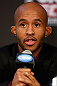 CHICAGO, IL - JANUARY 24:  UFC flyweight champion Demetrious "Mighty Mouse" Johnson interacts with media during the UFC on FOX press conference on January 24, 2013 at the United Center in Chicago, Illinois. (Photo by Josh Hedges/Zuffa LLC/Zuffa LLC via Getty Images)