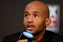 CHICAGO, IL - JANUARY 24:  UFC flyweight champion Demetrious "Mighty Mouse" Johnson interacts with media during the UFC on FOX press conference on January 24, 2013 at the United Center in Chicago, Illinois. (Photo by Josh Hedges/Zuffa LLC/Zuffa LLC via Getty Images)