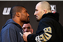 CHICAGO, IL - JANUARY 24:  (L-R) Opponents Quinton "Rampage" Jackson and Glover Teixeira face off during the UFC on FOX press conference on January 24, 2013 at the United Center in Chicago, Illinois. (Photo by Josh Hedges/Zuffa LLC/Zuffa LLC via Getty Images)
