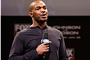 CHICAGO, IL - JANUARY 25:  UFC light heavyweight champion Jon Jones interacts with fans during a Q&A session before the UFC on FOX weigh-in on January 25, 2013 at the Chicago Theatre in Chicago, Illinois. (Photo by Josh Hedges/Zuffa LLC/Zuffa LLC via Getty Images)