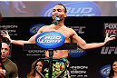 CHICAGO, IL - JANUARY 25:  John Dodson weighs in during the UFC on FOX weigh-in on January 25, 2013 at the Chicago Theatre in Chicago, Illinois. (Photo by Josh Hedges/Zuffa LLC/Zuffa LLC via Getty Images)
