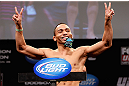 CHICAGO, IL - JANUARY 25:  John Dodson weighs in during the UFC on FOX weigh-in on January 25, 2013 at the Chicago Theatre in Chicago, Illinois. (Photo by Josh Hedges/Zuffa LLC/Zuffa LLC via Getty Images)