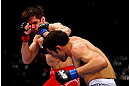 CHICAGO, IL - JANUARY 26:  David Mitchell (Front) punches Simeon Thoresen (Back) during their Welterweight Bout part of Facebook Prelims at United Center on January 26, 2013 in Chicago, Illinois.  (Photo by Al Bello/Zuffa LLC/Zuffa LLC Via Getty Images)