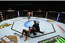 CHICAGO, IL - JANUARY 26:  Rafael Natal celebrates after defeating Sean Spencer as he gets looked at by the judge during their Middleweight Bout part of UFC on FOX at United Center on January 26, 2013 in Chicago, Illinois.  (Photo by Al Bello/Zuffa LLC/Zuffa LLC Via Getty Images)