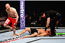 CHICAGO, IL - JANUARY 26:  TJ Grant (L) celebrates after defeating Matt Wiman (R) during their Lightweight Bout part of UFC on FOX at United Center on January 26, 2013 in Chicago, Illinois.  (Photo by Al Bello/Zuffa LLC/Zuffa LLC Via Getty Images)